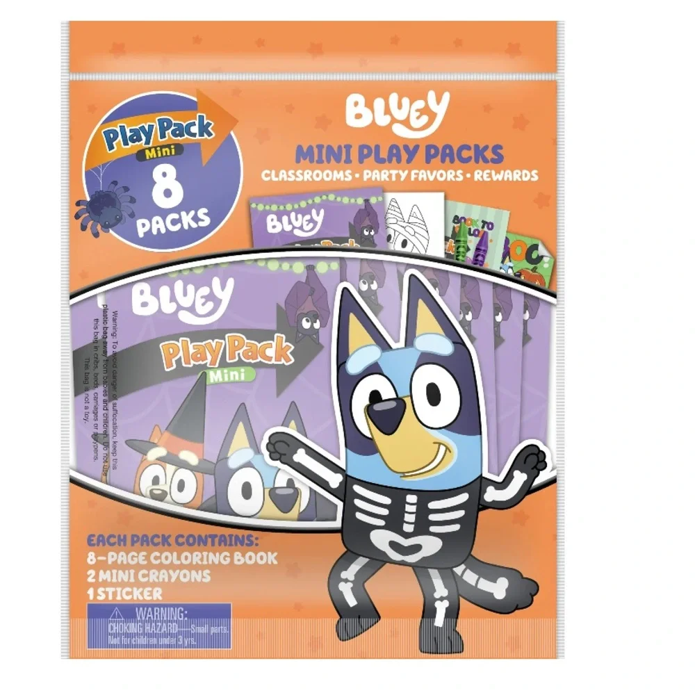 🔵 Bluey Halloween 8-Pack Mini Coloring Sets - Crayons Included, Paperback  NEW